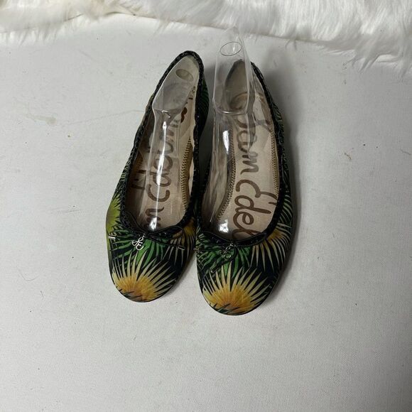 Sam Edelman Felicia tropical prints ballerina flats  black leather trim SZ8M - Picture 1 of 10